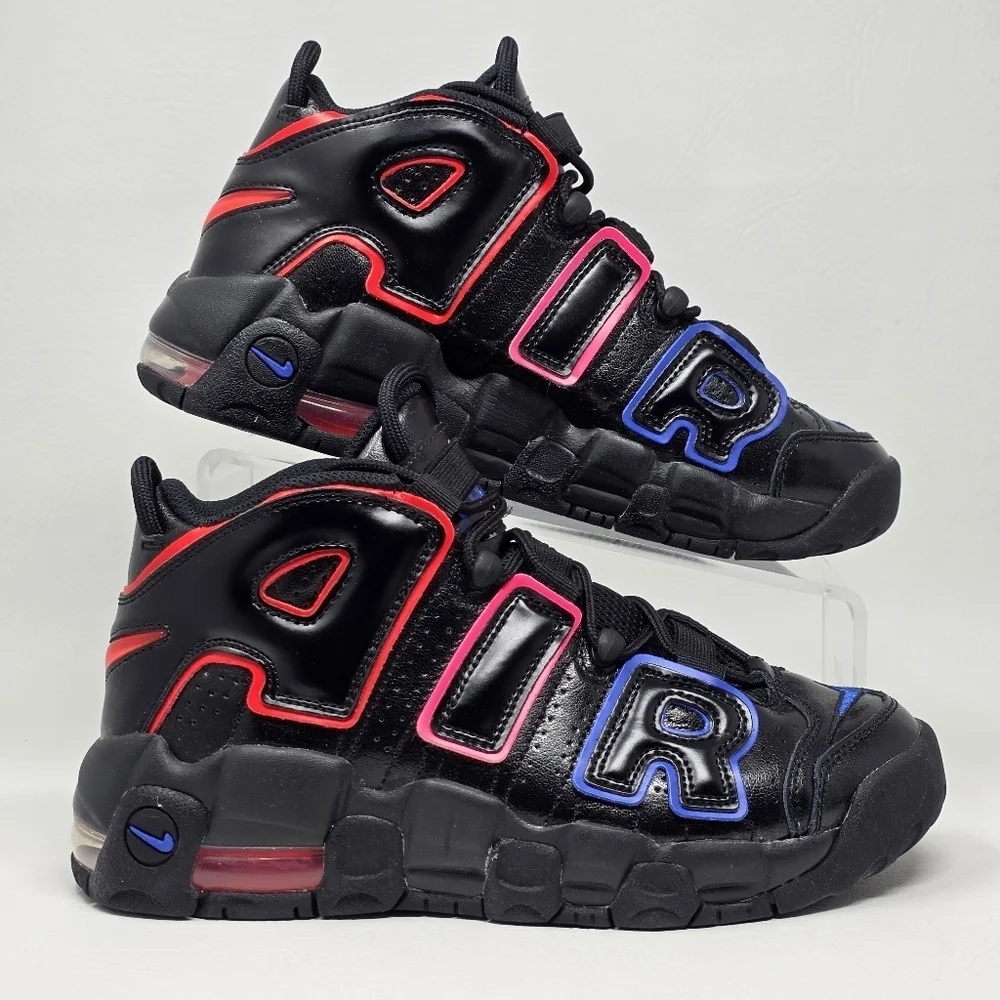 Nike Air More Uptempo 96 Black Retro High Top Basketball Sneakers Youth Size 6Y